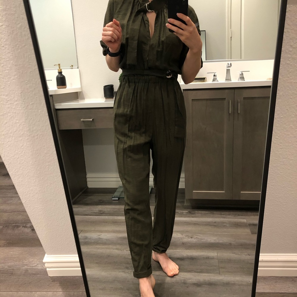Zara Buckled olive green jumpsuit - Picture 2 of 8